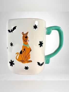 Rae Dunn SCOOBY DOOBY DOO Double Sided Mug With Bats And Flowers